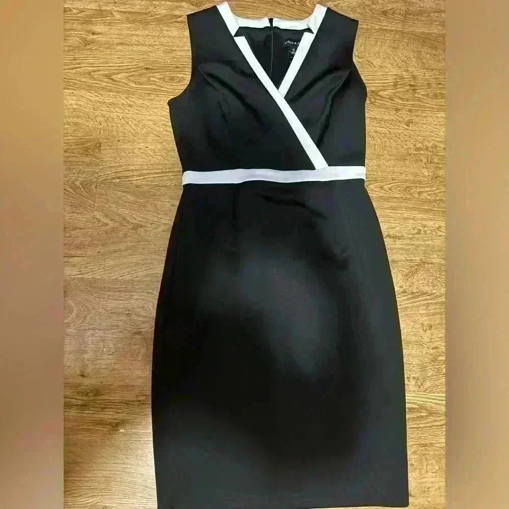 Stella & Julie Black-and-White Sleeveless Dress, Size 10